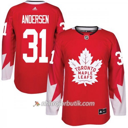 Män Ishockey Toronto Maple Leafs Tröja Frederik Andersen 31 Adidas 2017-2018 Röd Alternate Authentic